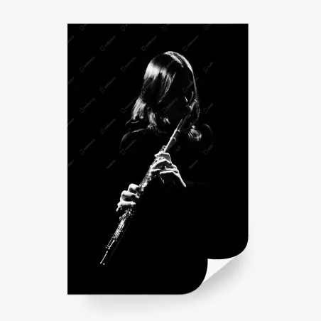 Papier peint silhouette de flûtiste en clair-obscur – Wallnifity®