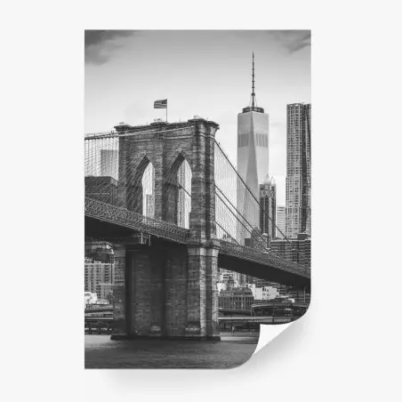 Papier peint pont de Brooklyn et skyline de New York en noir et blanc – Wallnifity®