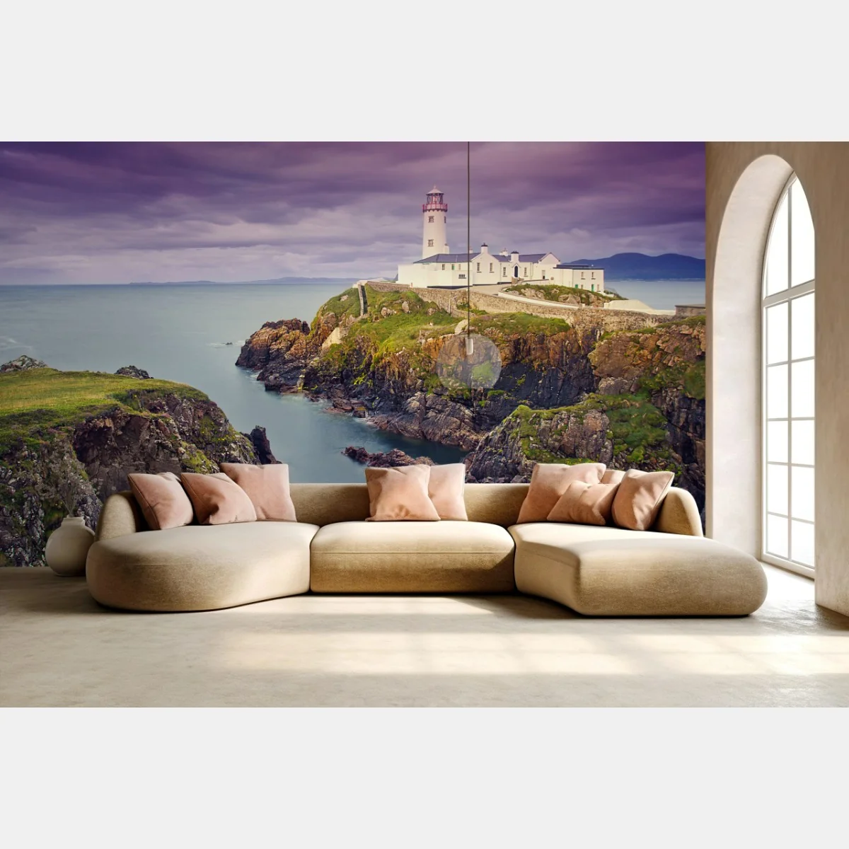 Papier peint phare au crépuscule sur falaise – Wallnifity® Papier peint phare au crépuscule sur falaise – Wallnifity®
