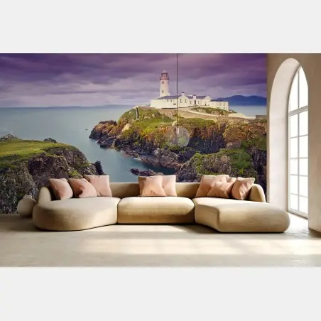 Papier peint phare au crépuscule sur falaise – Wallnifity®