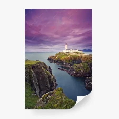 Papier peint phare au crépuscule sur falaise – Wallnifity®