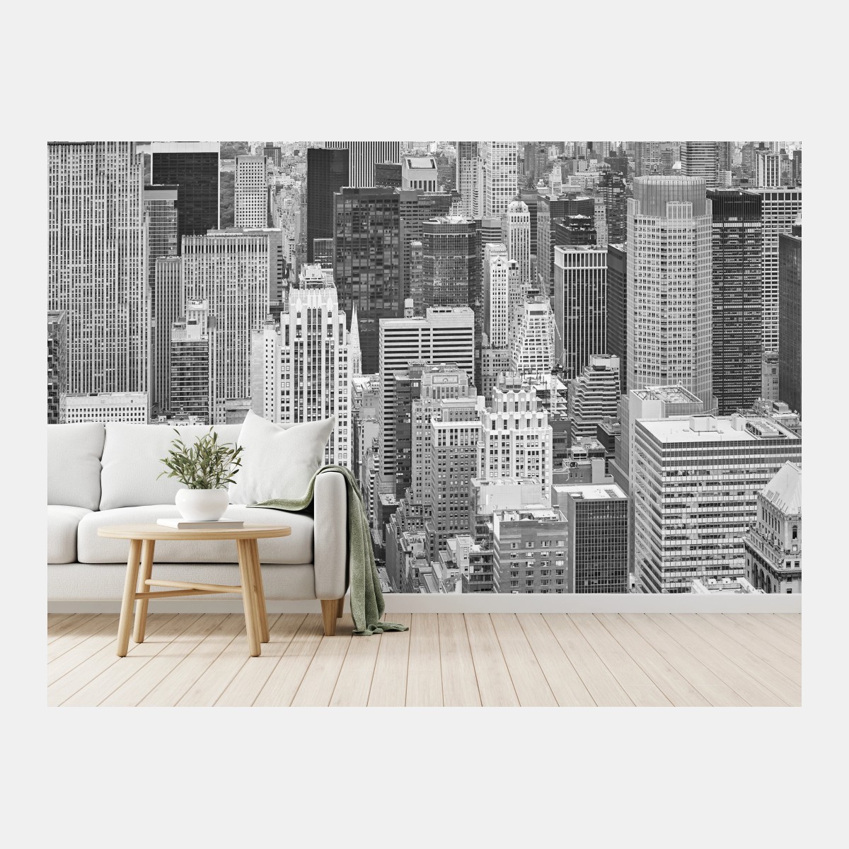 Papier peint panorama urbain en noir et blanc de New York – Wallnifity®