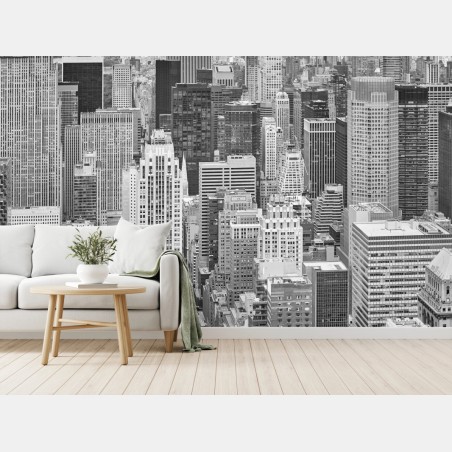 Papier peint panorama urbain en noir et blanc de New York – Wallnifity®