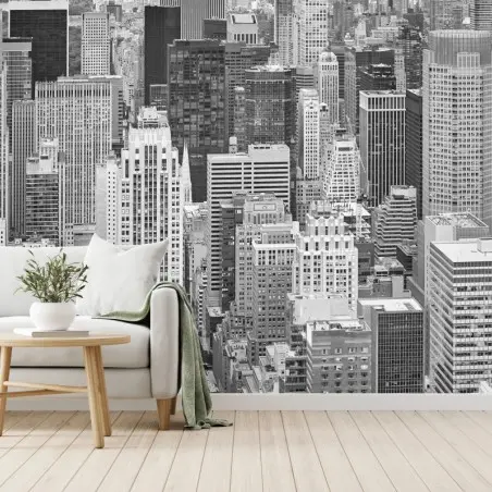 Papier peint panorama urbain en noir et blanc de New York – Wallnifity®