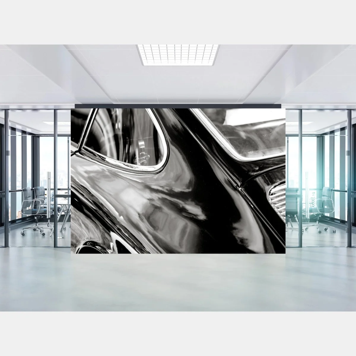 Papier peint élégantes courbes d'une voiture classique en noir et blanc – Wallnifity® Papier peint élégantes courbes d'une voiture classique en noir et blanc – Wallnifity®