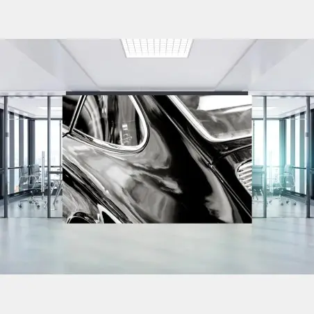 Papier peint élégantes courbes d'une voiture classique en noir et blanc – Wallnifity®