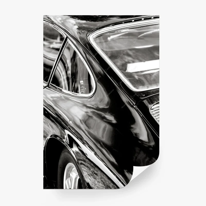 Papier peint élégantes courbes d'une voiture classique en noir et blanc – Wallnifity® Papier peint élégantes courbes d'une voiture classique en noir et blanc – Wallnifity®