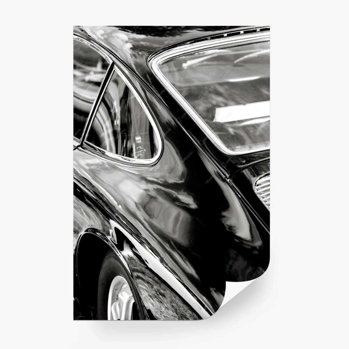 Papier peint élégantes courbes d'une voiture classique en noir et blanc – Wallnifity® Papier peint élégantes courbes d'une voiture classique en noir et blanc – Wallnifity®