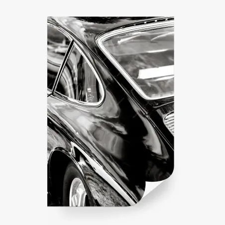 Papier peint élégantes courbes d'une voiture classique en noir et blanc – Wallnifity®