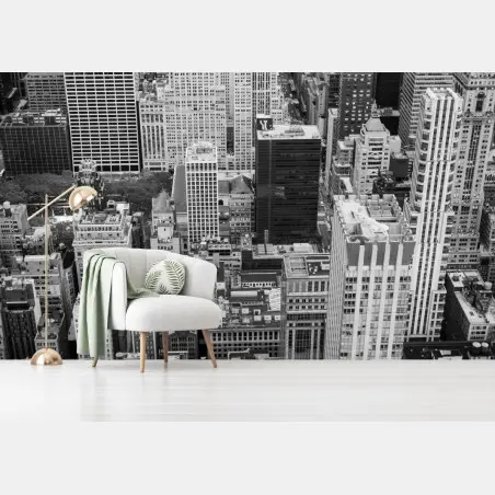 Papier peint vue aérienne monochrome d'une métropole – Wallnifity®