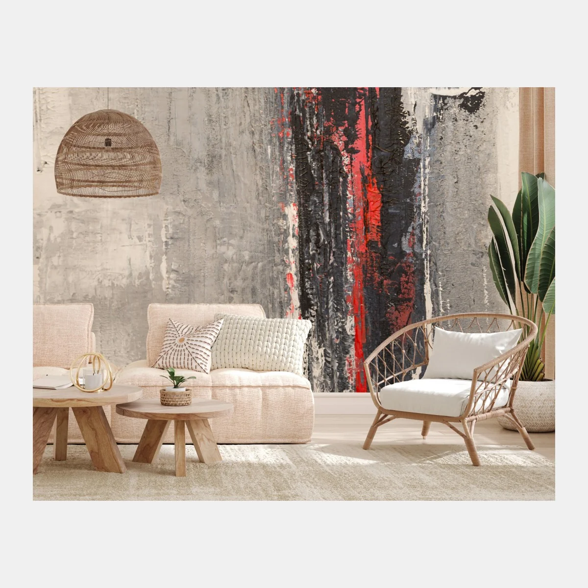 Papier peint accent rouge sur texture grise – Wallnifity® Papier peint accent rouge sur texture grise – Wallnifity®