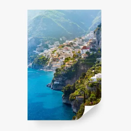 Papier peint vue panoramique de Positano sur la côte d'Amalfi – Wallnifity®