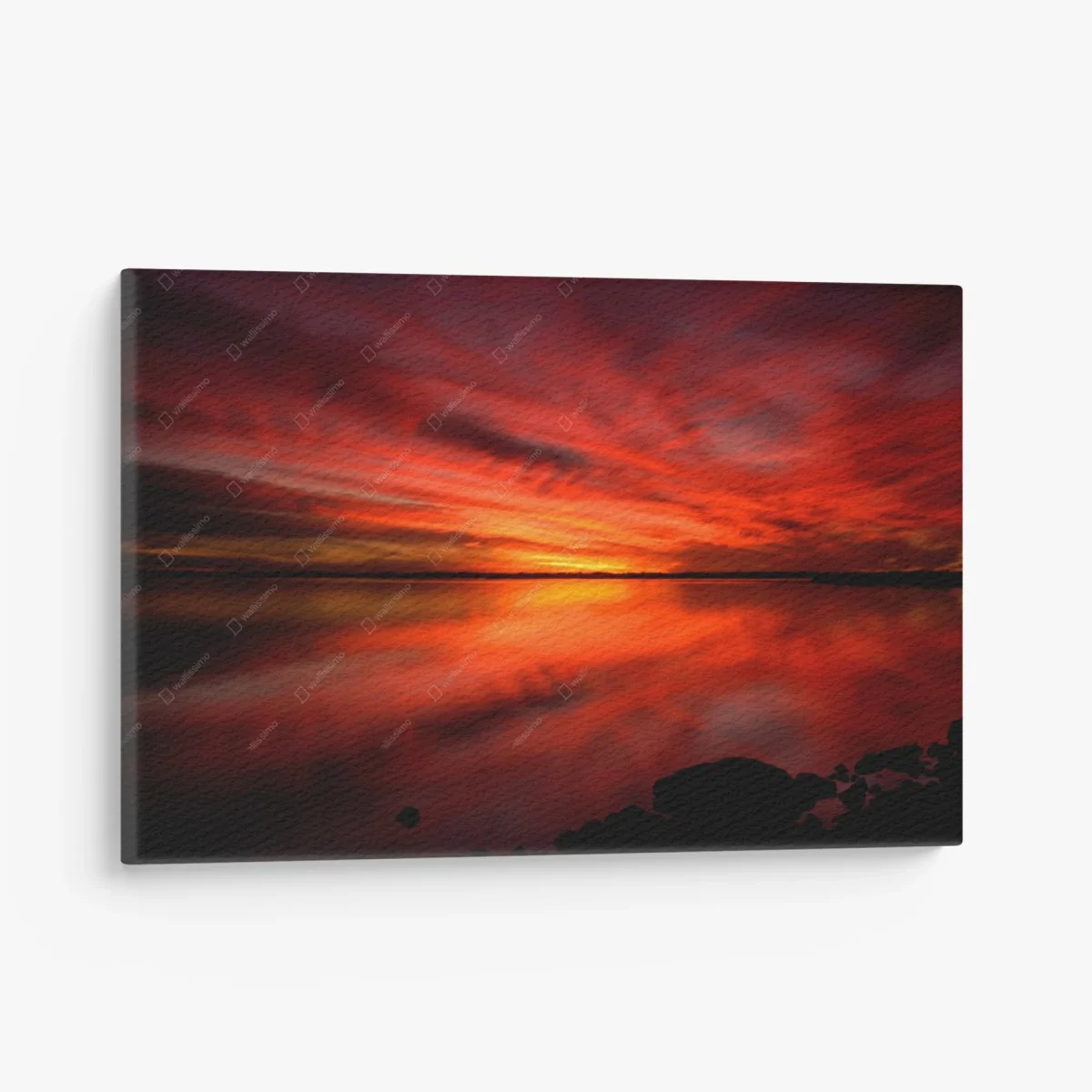 Tableau sur toile coucher de soleil rouge sur le lac – Wallnifity® Tableau sur toile coucher de soleil rouge sur le lac – Wallnifity®