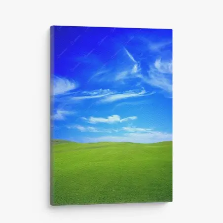 Tableau sur toile horizon verdoyant sous ciel azur – Wallnifity®