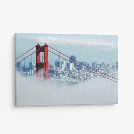 Tableau sur toile le pont rouge de San Francisco dans la brume – Wallnifity®
