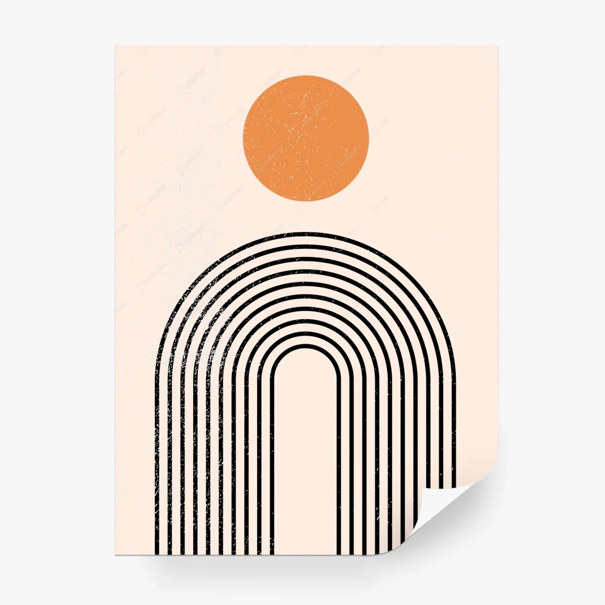 Papier peint soleil orange et arche géométrique minimaliste – Wallnifity® Papier peint soleil orange et arche géométrique minimaliste – Wallnifity®