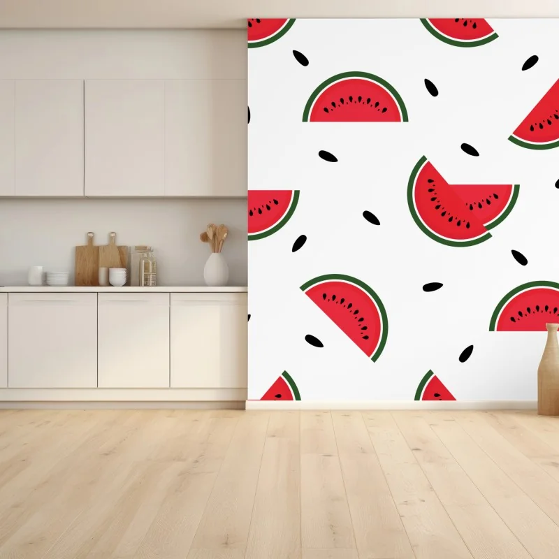 Papier peint motif pastèque estival aux couleurs vives – Wallnifity® Papier peint motif pastèque estival aux couleurs vives – Wallnifity®