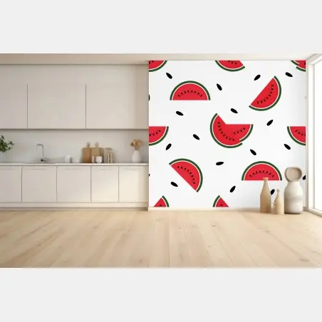 Papier peint motif pastèque estival aux couleurs vives – Wallnifity®