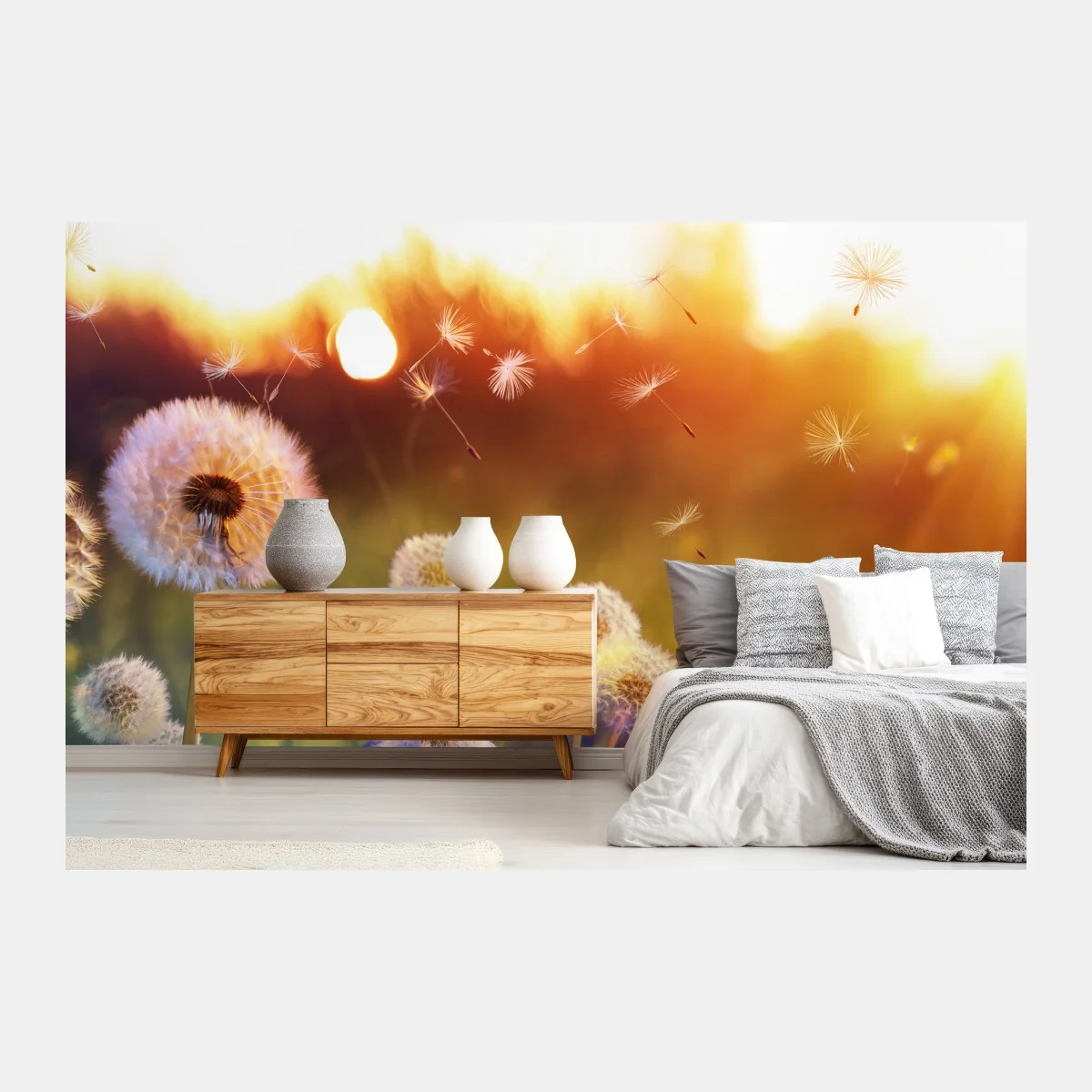 Papier peint champ de pissenlits au coucher du soleil – Wallnifity® Papier peint champ de pissenlits au coucher du soleil – Wallnifity®