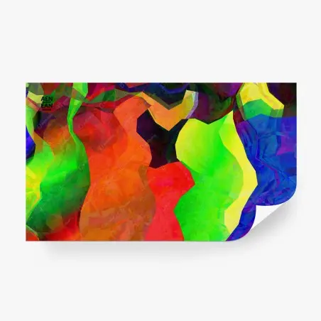Papier peint composition abstraite polygonale multicolore – Wallnifity®