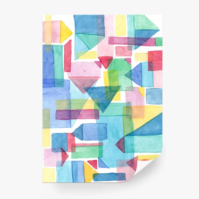 Papier peint composition aquarelle géométrique aux couleurs pastel – Wallnifity®