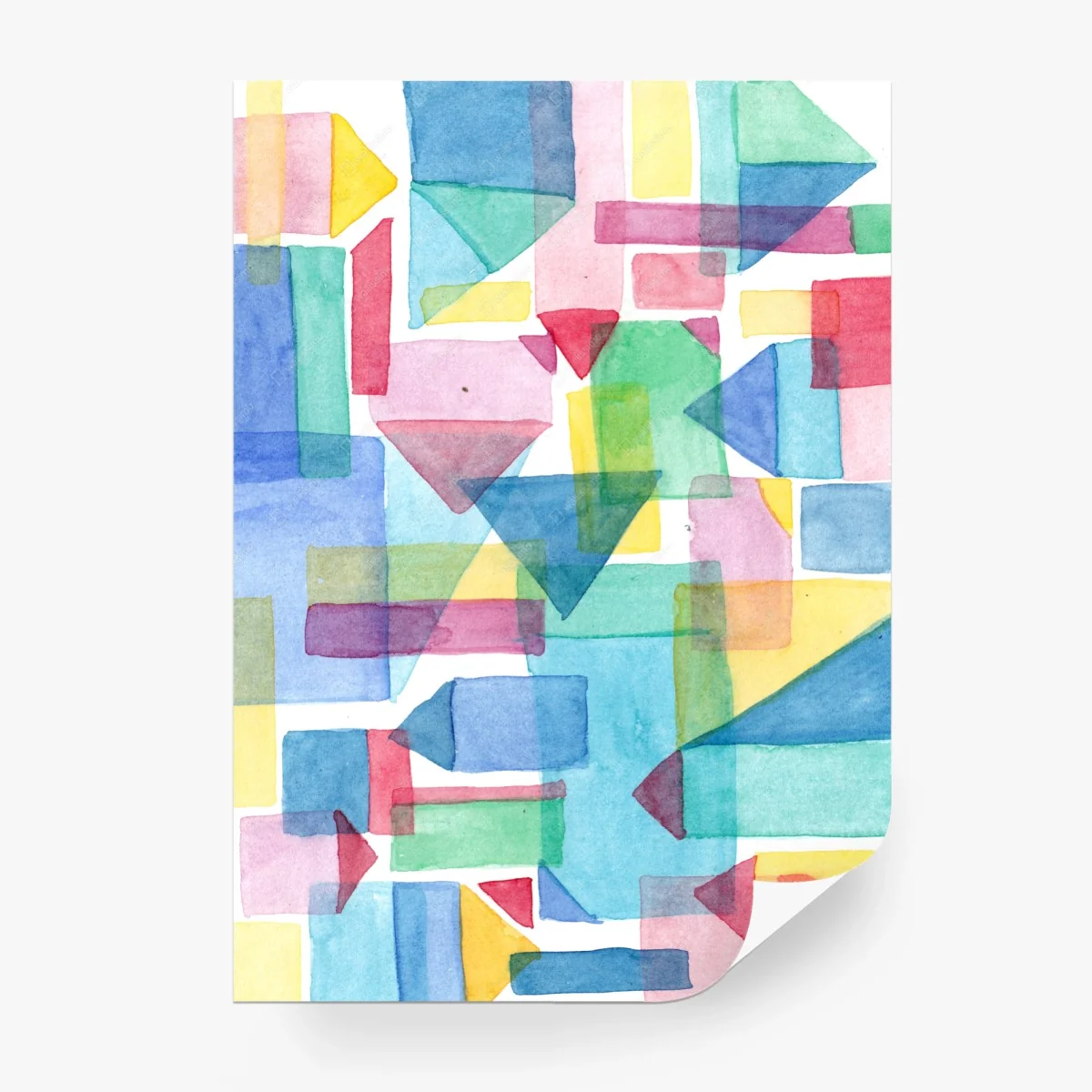 Papier peint composition aquarelle géométrique aux couleurs pastel – Wallnifity®
