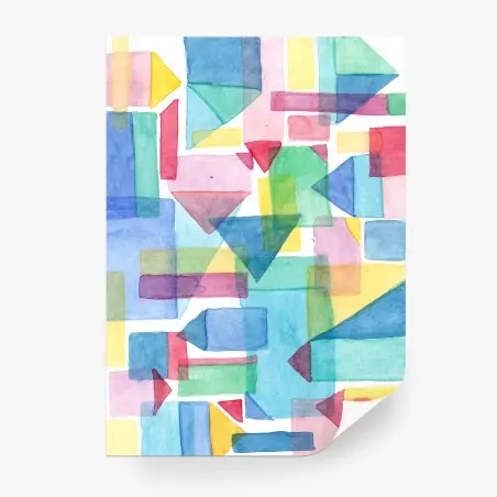 Papier peint composition aquarelle géométrique aux couleurs pastel – Wallnifity®