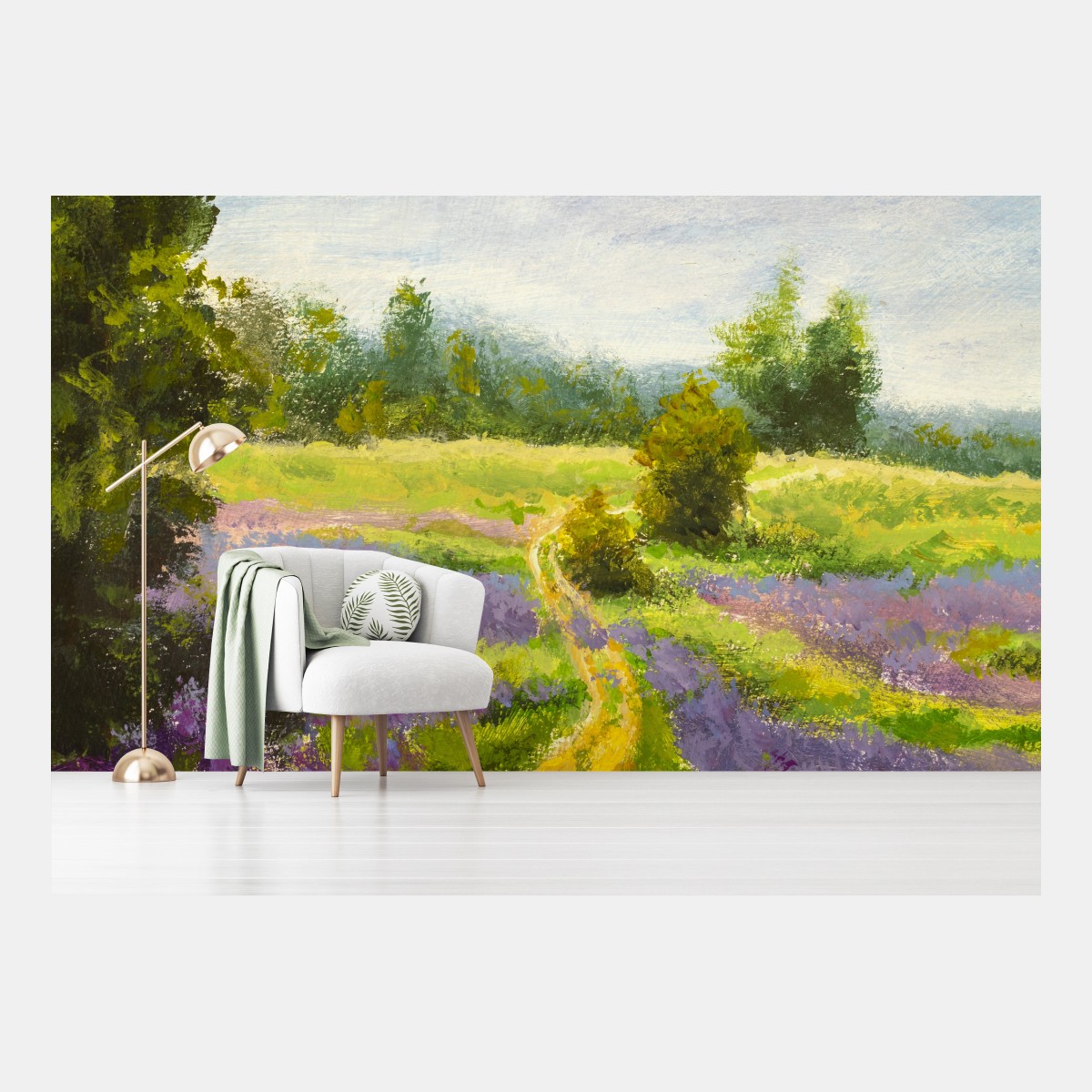 Papier peint champ de lavande impressionniste – Wallnifity®