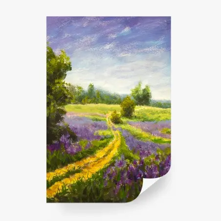 Papier peint champ de lavande impressionniste – Wallnifity®