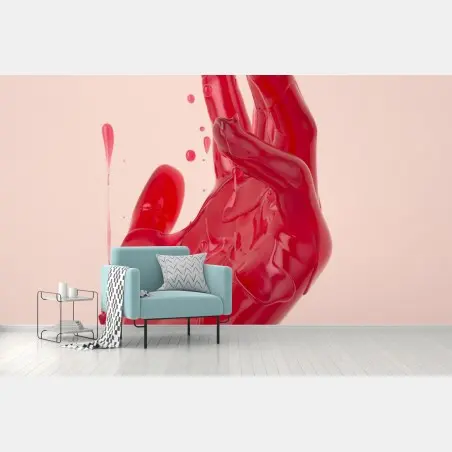 Papier peint main fondue rouge design abstrait brillant – Wallnifity®