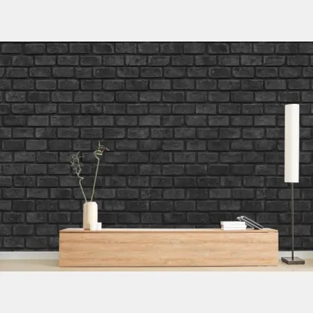 Papier peint mur de briques noires panoramique – Wallnifity®