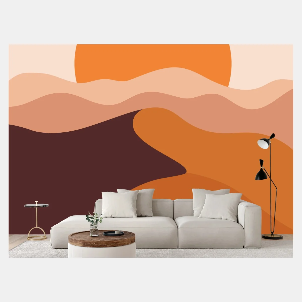 Papier peint coucher de soleil sur dunes abstraites – Wallnifity® Papier peint coucher de soleil sur dunes abstraites – Wallnifity®