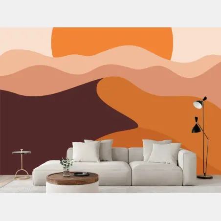Papier peint coucher de soleil sur dunes abstraites – Wallnifity®