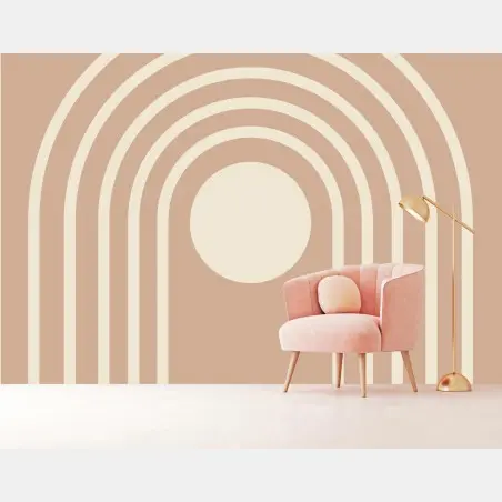 Papier peint arches rétro minimalistes au soleil – Wallnifity®