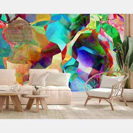 Papier peint abstraction polygonale multicolore – Wallnifity®