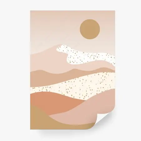 Papier peint paysage désert abstrait aux tons terre cuite – Wallnifity®