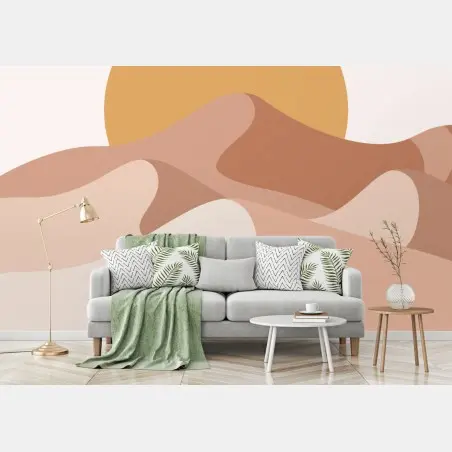 Papier peint paysage désertique minimaliste au soleil couchant – Wallnifity®