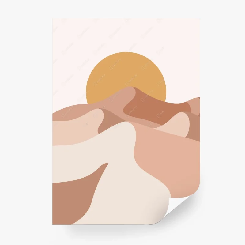 Papier peint paysage désertique minimaliste au soleil couchant – Wallnifity® Papier peint paysage désertique minimaliste au soleil couchant – Wallnifity®