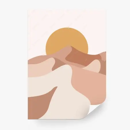 Papier peint paysage désertique minimaliste au soleil couchant – Wallnifity®