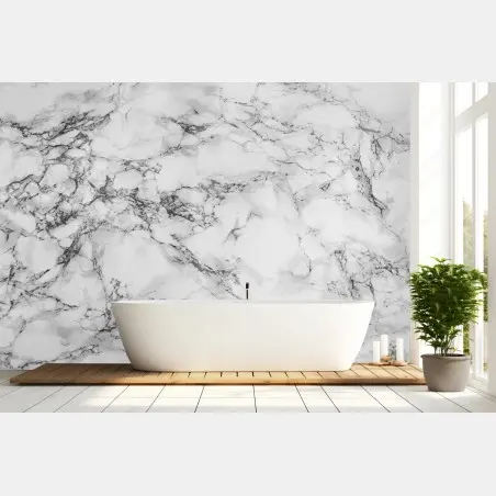 Papier peint marbre blanc veiné élégant – Wallnifity®