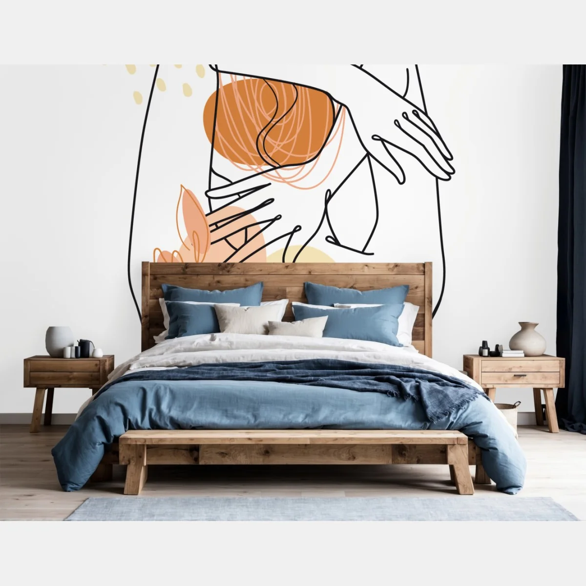 Papier peint silhouette féminine minimaliste aux accents orangés – Wallnifity® Papier peint silhouette féminine minimaliste aux accents orangés – Wallnifity®