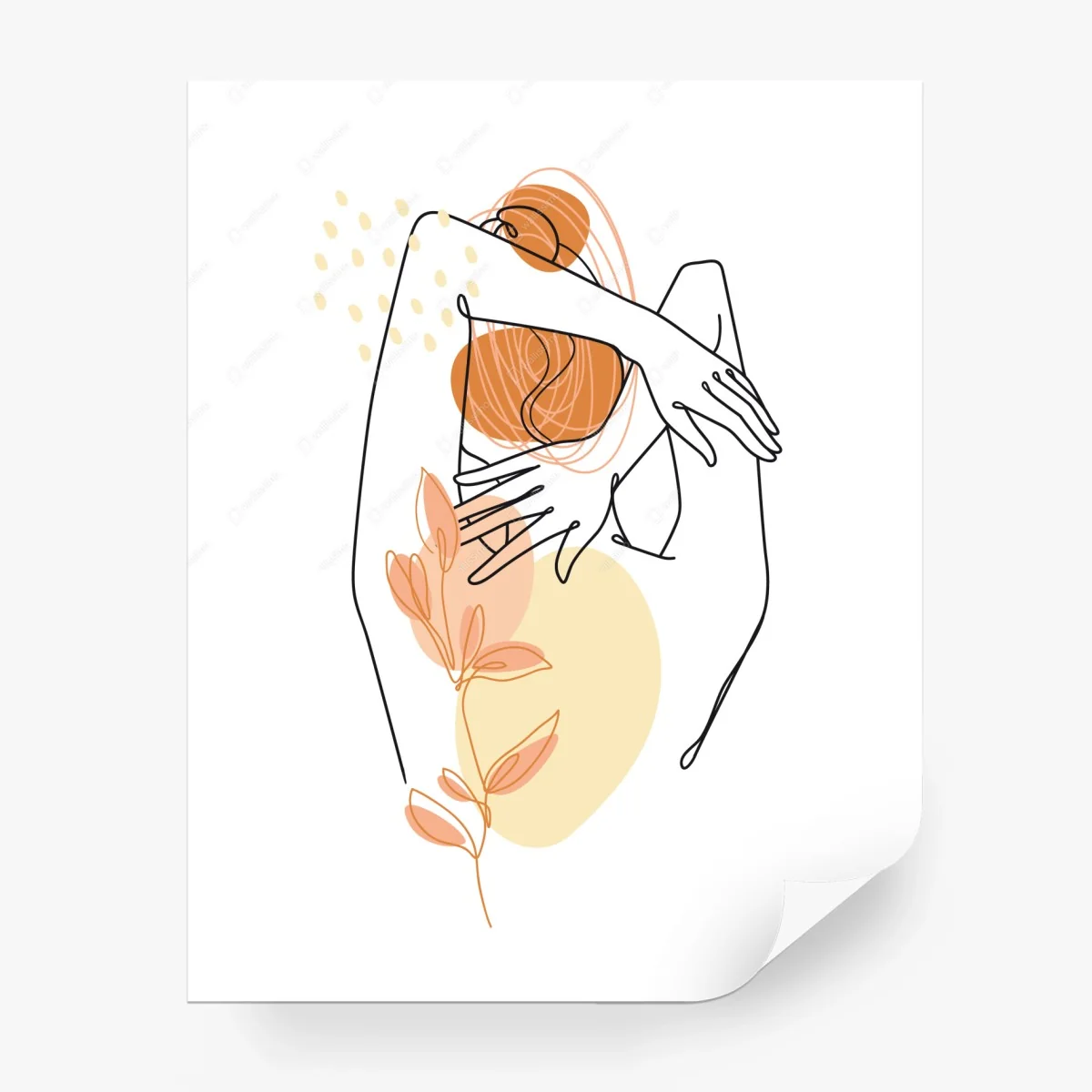 Papier peint silhouette féminine minimaliste aux accents orangés – Wallnifity® Papier peint silhouette féminine minimaliste aux accents orangés – Wallnifity®