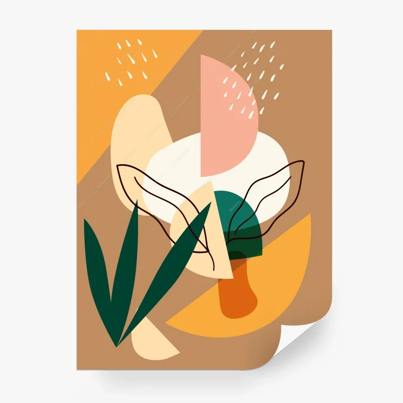 Papier peint composition botanique abstraite aux tons pastel – Wallnifity® Papier peint composition botanique abstraite aux tons pastel – Wallnifity®