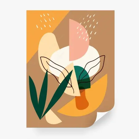 Papier peint composition botanique abstraite aux tons pastel – Wallnifity®