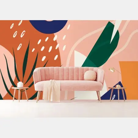 Papier peint composition botanique abstraite aux formes organiques – Wallnifity®