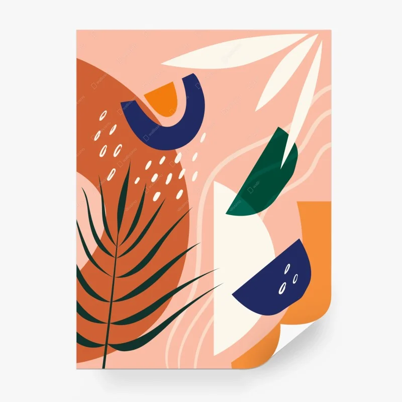 Papier peint composition botanique abstraite aux formes organiques – Wallnifity® Papier peint composition botanique abstraite aux formes organiques – Wallnifity®