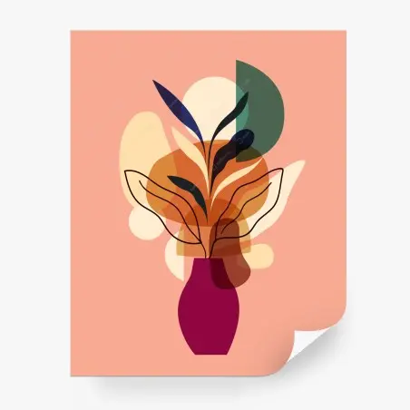Papier peint composition florale abstraite aux tons chauds – Wallnifity®