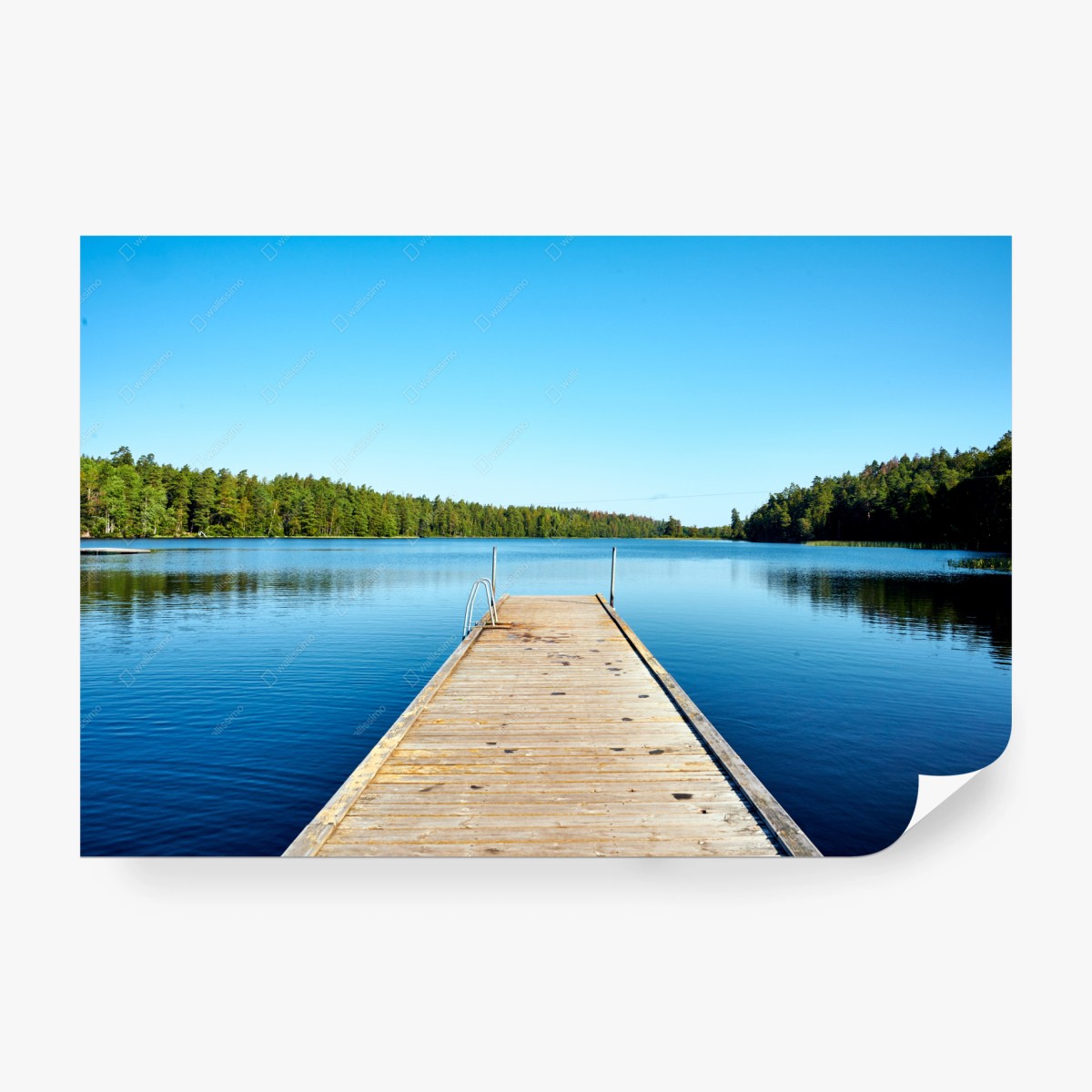 Papier peint ponton paisible sur un lac serein – Wallnifity®