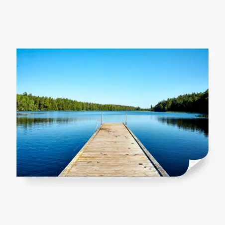 Papier peint ponton paisible sur un lac serein – Wallnifity®