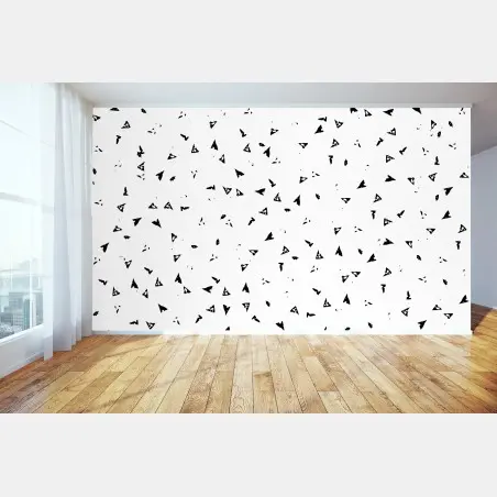 Papier peint motif triangulaire minimaliste noir et blanc – Wallnifity®